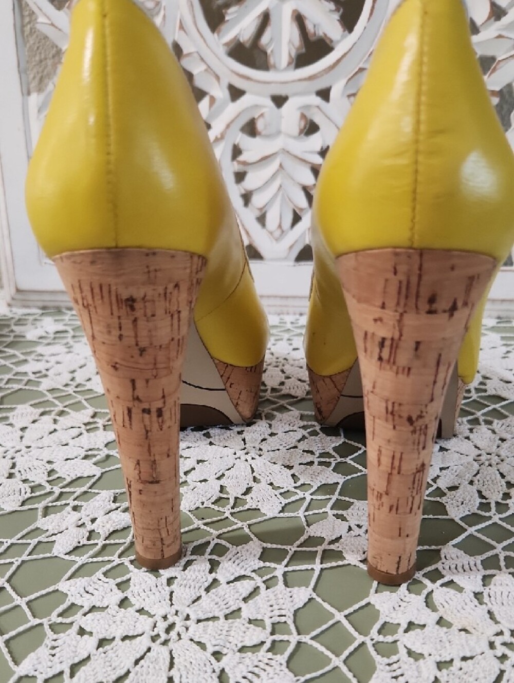 Nine West Bright Yellow Peep-Toe Heels - Picture 9 of 15